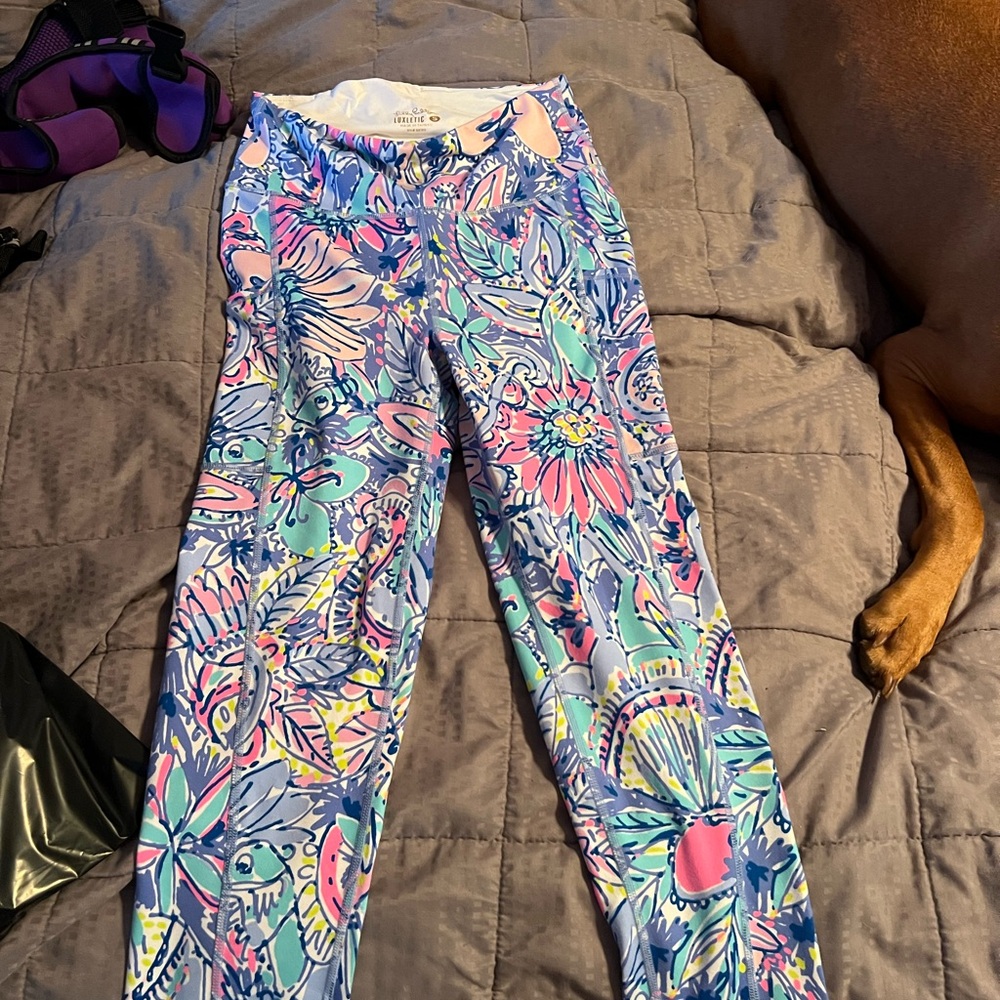 Lilly Pulitzer Luxletic Floral Leggings in Blue and Pink